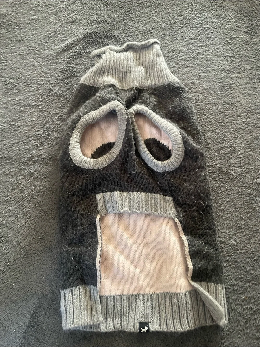 Cozy Gray & Pink Heart Knit Dog Sweater